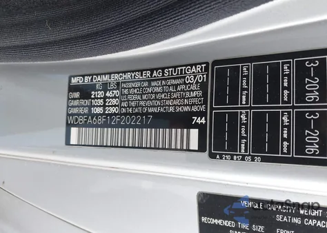 2002 Mercedes-Benz Sl 500 из США, поврежденный, VIN WDBFA68F12F202217